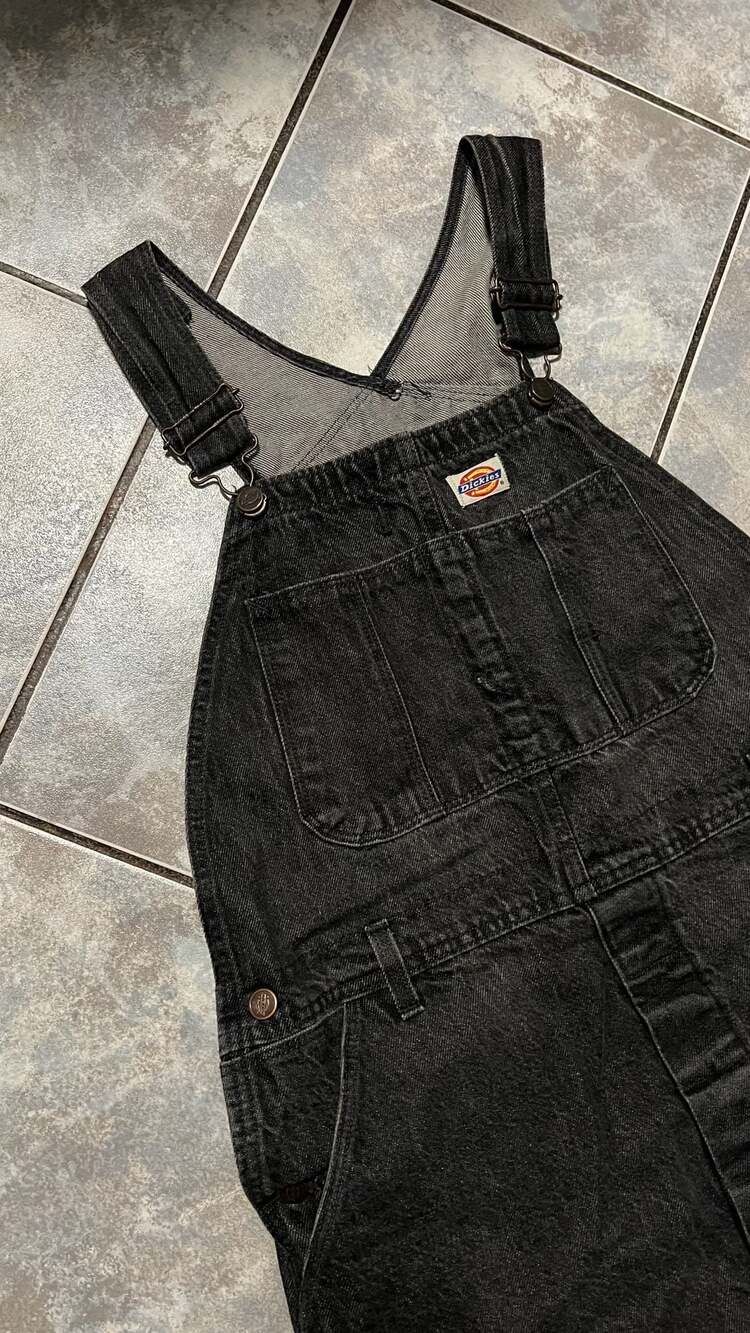 Dickies Vintage Black Denim Bib Overalls - Picture 2 of 9